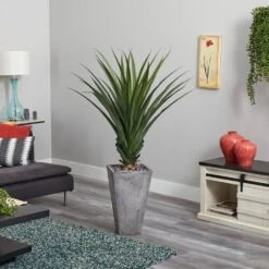 Indoor/Outdoor 5 Ft. H Spiked Artificial Agave In Cement Planter -Artificial nearly natural artificial succulents 6967 1f 1000