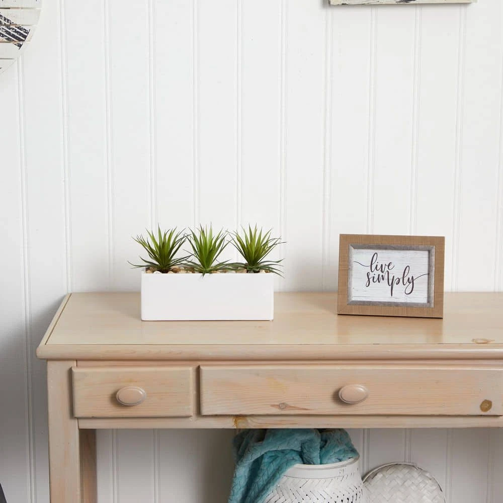 Indoor Mini Agave Artificial Plant In Rectangular Ceramic 4 Indoor Mini Agave Artificial Plant In Rectangular Ceramic - Image 2