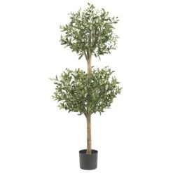 4.5 Ft. Artificial Green Olive Double Topiary Silk Tree