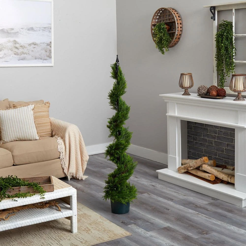 5 Ft. Artificial Green Cypress Spiral Tree 6 5 Ft. Artificial Green Cypress Spiral Tree - Image 4
