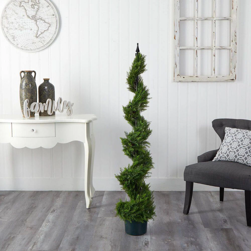 5 Ft. Artificial Green Cypress Spiral Tree 7 5 Ft. Artificial Green Cypress Spiral Tree - Image 5