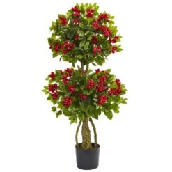 4 In. Double Bougainvillea Artificial Topiary Tree