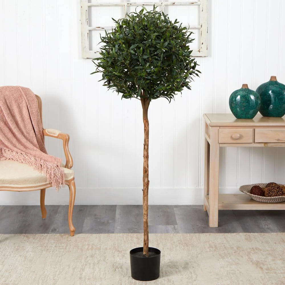 Indoor 5 Ft. Olive Topiary Artificial Tree 6 Indoor 5 Ft. Olive Topiary Artificial Tree - Image 4