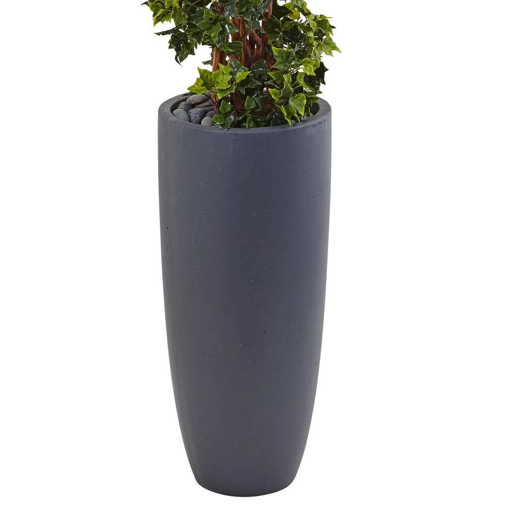 Indoor/Outdoor English Ivy Spiral Topiary Artificial Tree In Gray Cylinder Planter UV Resistant 5 Indoor/Outdoor English Ivy Spiral Topiary Artificial Tree In Gray Cylinder Planter UV Resistant - Image 3
