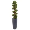 Indoor/Outdoor English Ivy Spiral Topiary Artificial Tree In Gray Cylinder Planter UV Resistant 1 Indoor/Outdoor English Ivy Spiral Topiary Artificial Tree In Gray Cylinder Planter UV Resistant -Artificial nearly natural artificial topiaries 5854 64 1000