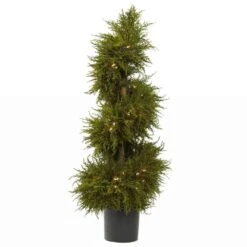 43 In. Artificial Cedar Spiral Topiary With Lights