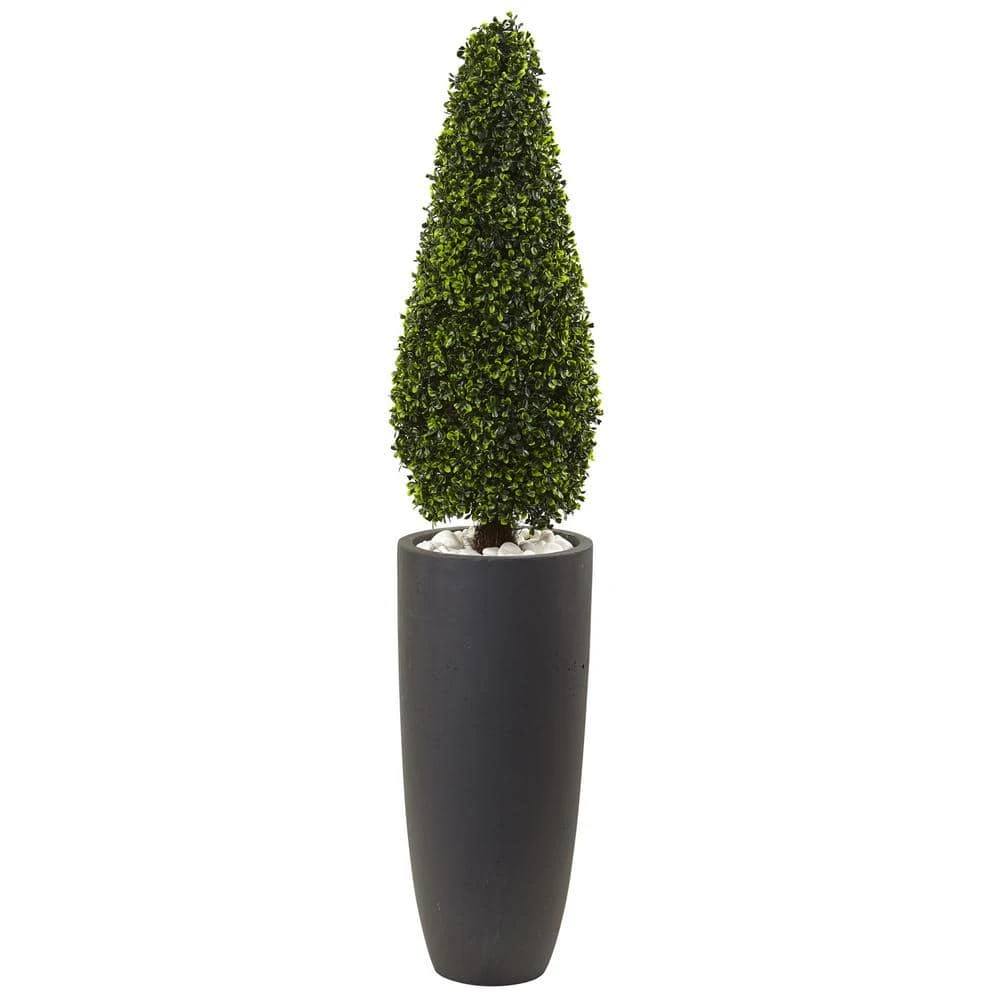 50 In. Artificial Boxwood Topiary With Gray Cylindrical Planter UV Resistant (Indoor/Outdoor) 3 50 In. Artificial Boxwood Topiary With Gray Cylindrical Planter UV Resistant (Indoor/Outdoor)