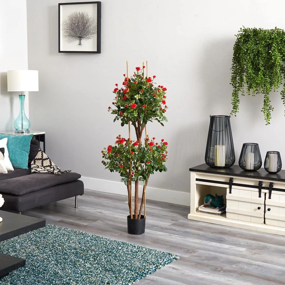 5 Ft. Artificial Mini Rose Silk Tree 4 5 Ft. Artificial Mini Rose Silk Tree - Image 2