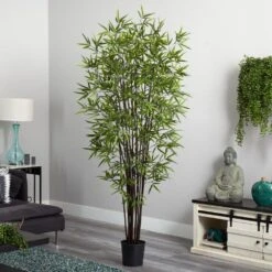 6.5 Ft. Artificial Black Bamboo Silk Tree -Artificial nearly natural artificial trees 5277 4f 1000