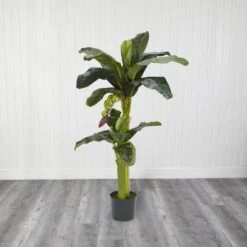 5 Ft. Artificial And 3 Ft. Artificial Green Banana Silk Tree With Bananas 11 5 Ft. Artificial And 3 Ft. Artificial Green Banana Silk Tree With Bananas -Artificial nearly natural artificial trees 5323 31 1000
