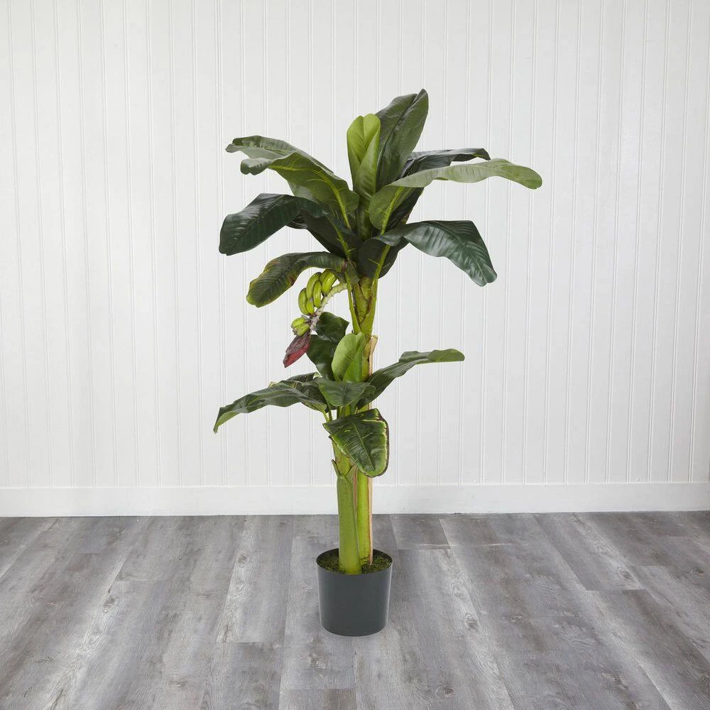 5 Ft. Artificial And 3 Ft. Artificial Green Banana Silk Tree With Bananas 7 5 Ft. Artificial And 3 Ft. Artificial Green Banana Silk Tree With Bananas - Image 5