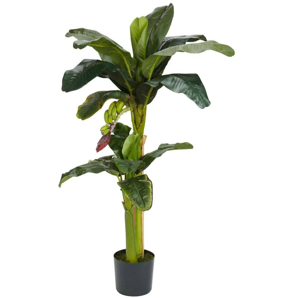 5 Ft. Artificial And 3 Ft. Artificial Green Banana Silk Tree With Bananas 3 5 Ft. Artificial And 3 Ft. Artificial Green Banana Silk Tree With Bananas
