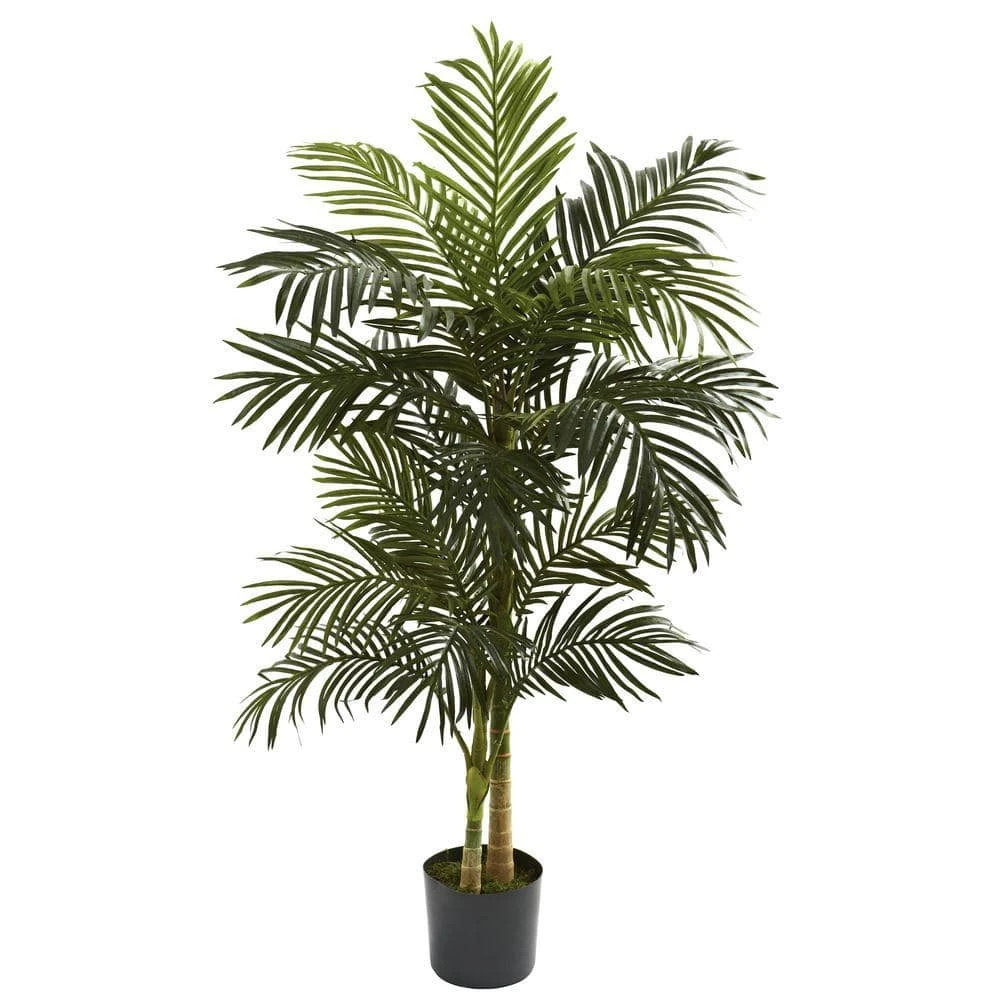 Indoor 5 Ft. Golden Cane Palm Artificial Tree 3 Indoor 5 Ft. Golden Cane Palm Artificial Tree