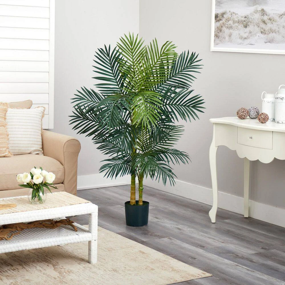 Indoor 5 Ft. Golden Cane Palm Artificial Tree 4 Indoor 5 Ft. Golden Cane Palm Artificial Tree - Image 2