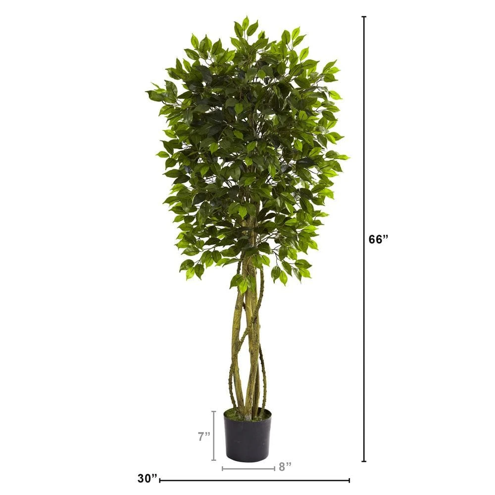 5.5 Ft. Artificial UV Resistant Indoor/Outdoor Ficus Tree 4 5.5 Ft. Artificial UV Resistant Indoor/Outdoor Ficus Tree - Image 2