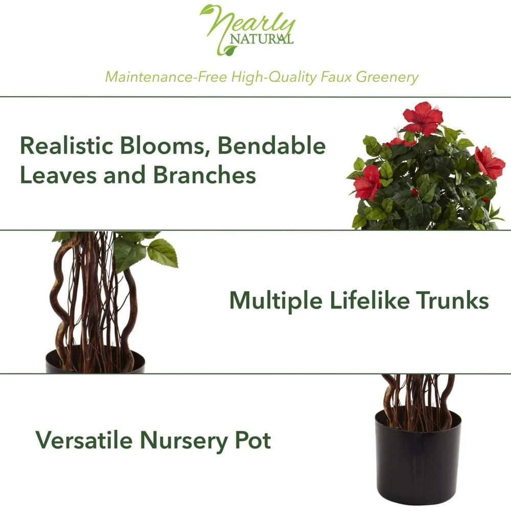 4 Ft. Artificial Hibiscus Tree 4 4 Ft. Artificial Hibiscus Tree - Image 2