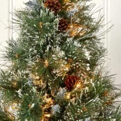 3 Ft. Artificial Christmas Tree With Clear Lights, Frosted Tips, Pine Cones And Burlap Bag 9 3 Ft. Artificial Christmas Tree With Clear Lights, Frosted Tips, Pine Cones And Burlap Bag -Artificial nearly natural artificial trees 5444 4f 1000