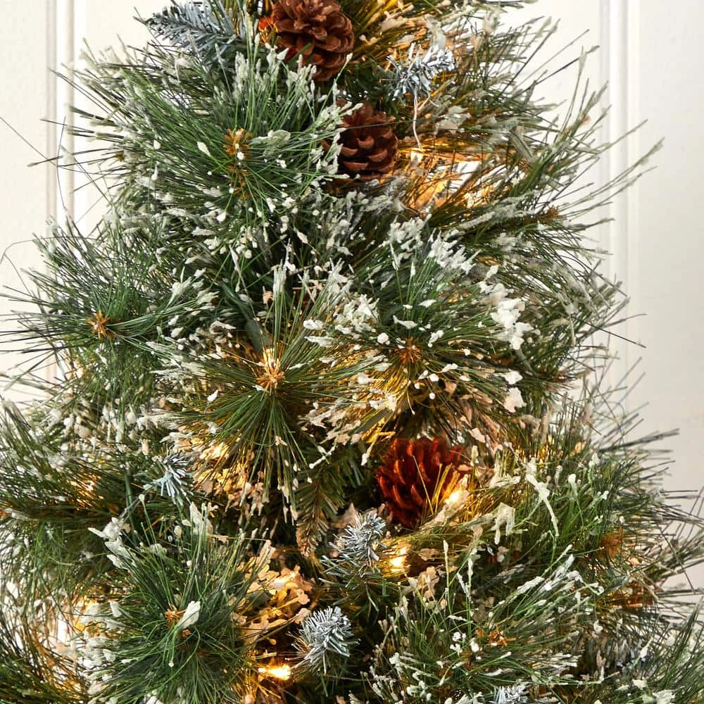 3 Ft. Artificial Christmas Tree With Clear Lights, Frosted Tips, Pine Cones And Burlap Bag 5 3 Ft. Artificial Christmas Tree With Clear Lights, Frosted Tips, Pine Cones And Burlap Bag - Image 3