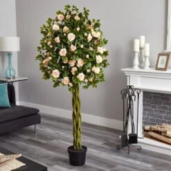 6 In. Rose Artificial Tree With Woven Trunk -Artificial nearly natural artificial trees 5504 31 1000