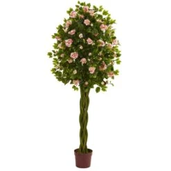 6 In. Rose Artificial Tree With Woven Trunk