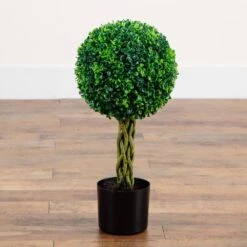 2 Ft. UV Resistant Indoor/Outdoor Boxwood Ball With Woven Trunk Artificial Tree 9 2 Ft. UV Resistant Indoor/Outdoor Boxwood Ball With Woven Trunk Artificial Tree -Artificial nearly natural artificial trees 5522 31 1000