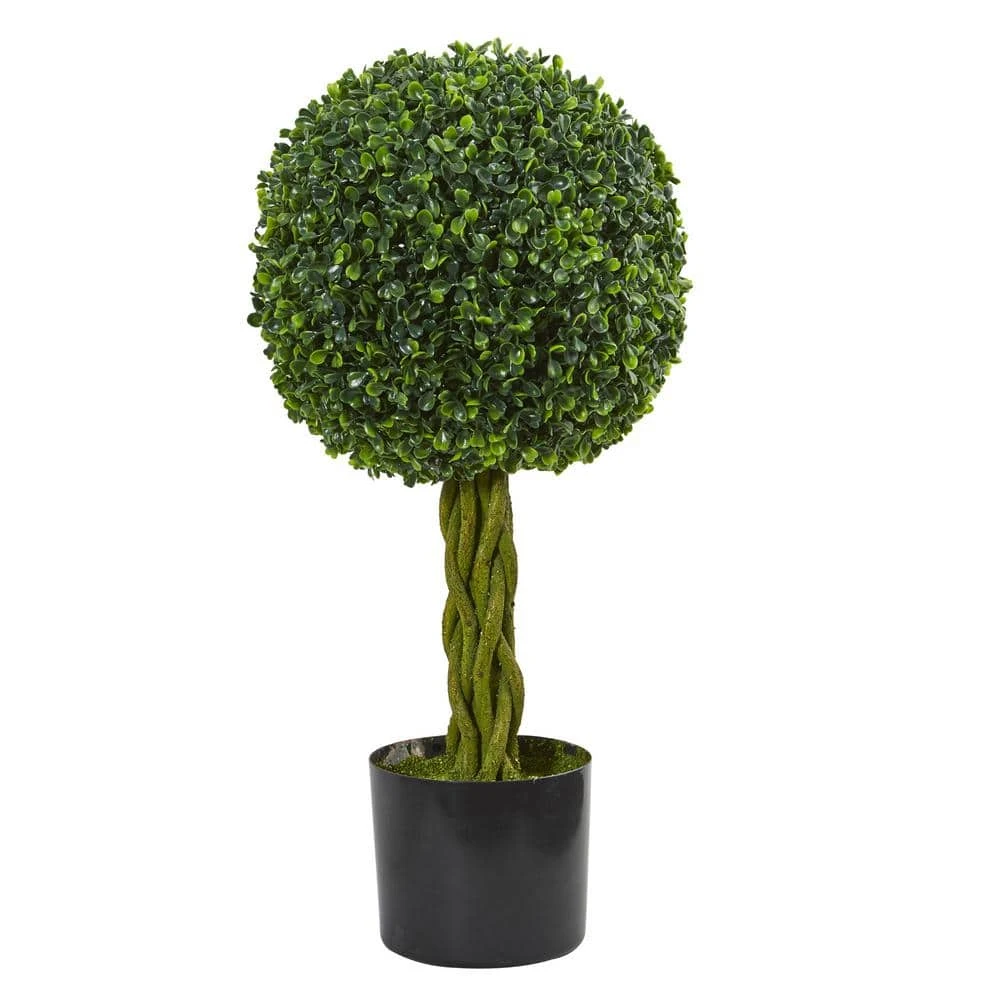2 Ft. UV Resistant Indoor/Outdoor Boxwood Ball With Woven Trunk Artificial Tree 3 2 Ft. UV Resistant Indoor/Outdoor Boxwood Ball With Woven Trunk Artificial Tree