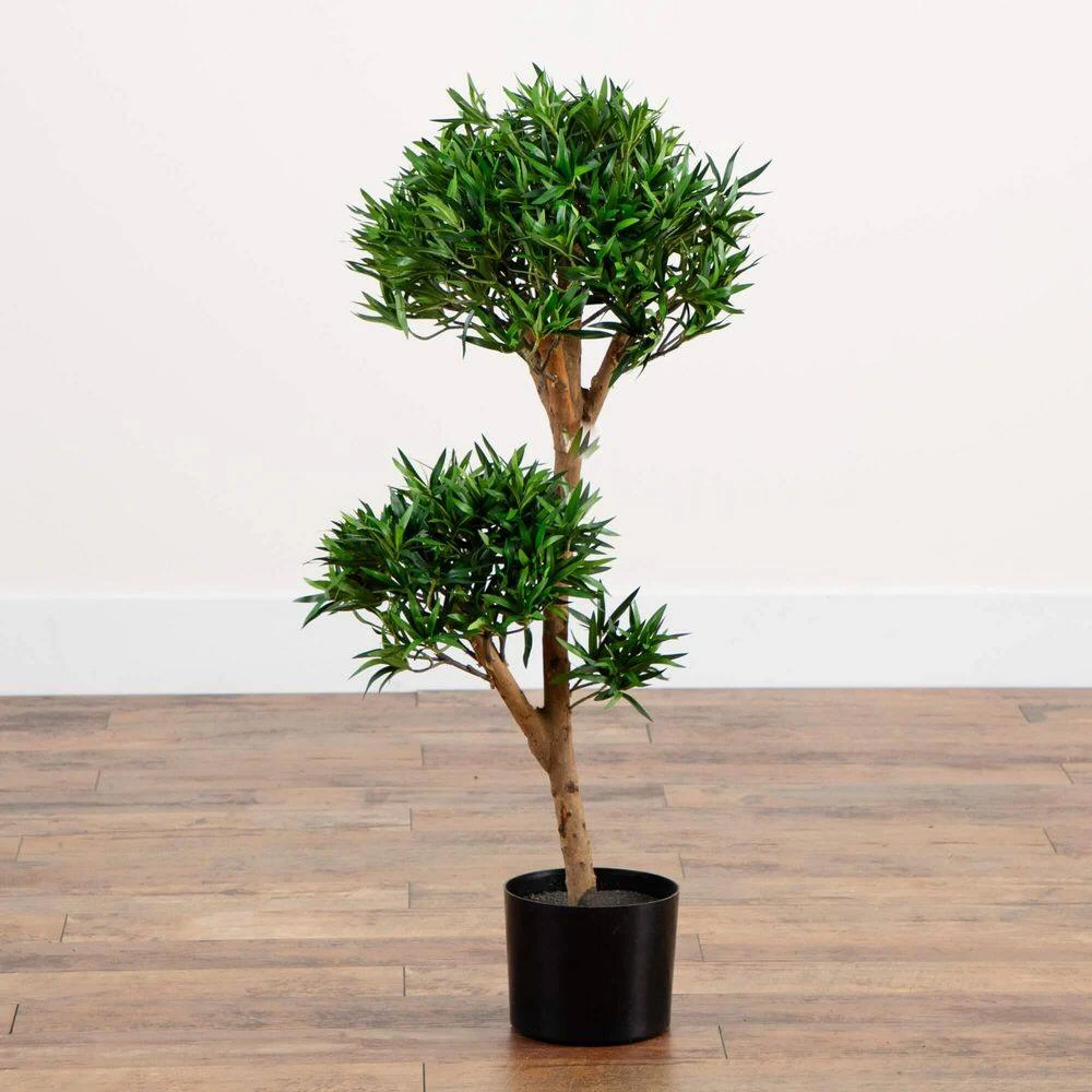 Indoor 3 Ft. Bonsai Styled Podocarpus Artificial Tree 6 Indoor 3 Ft. Bonsai Styled Podocarpus Artificial Tree - Image 4