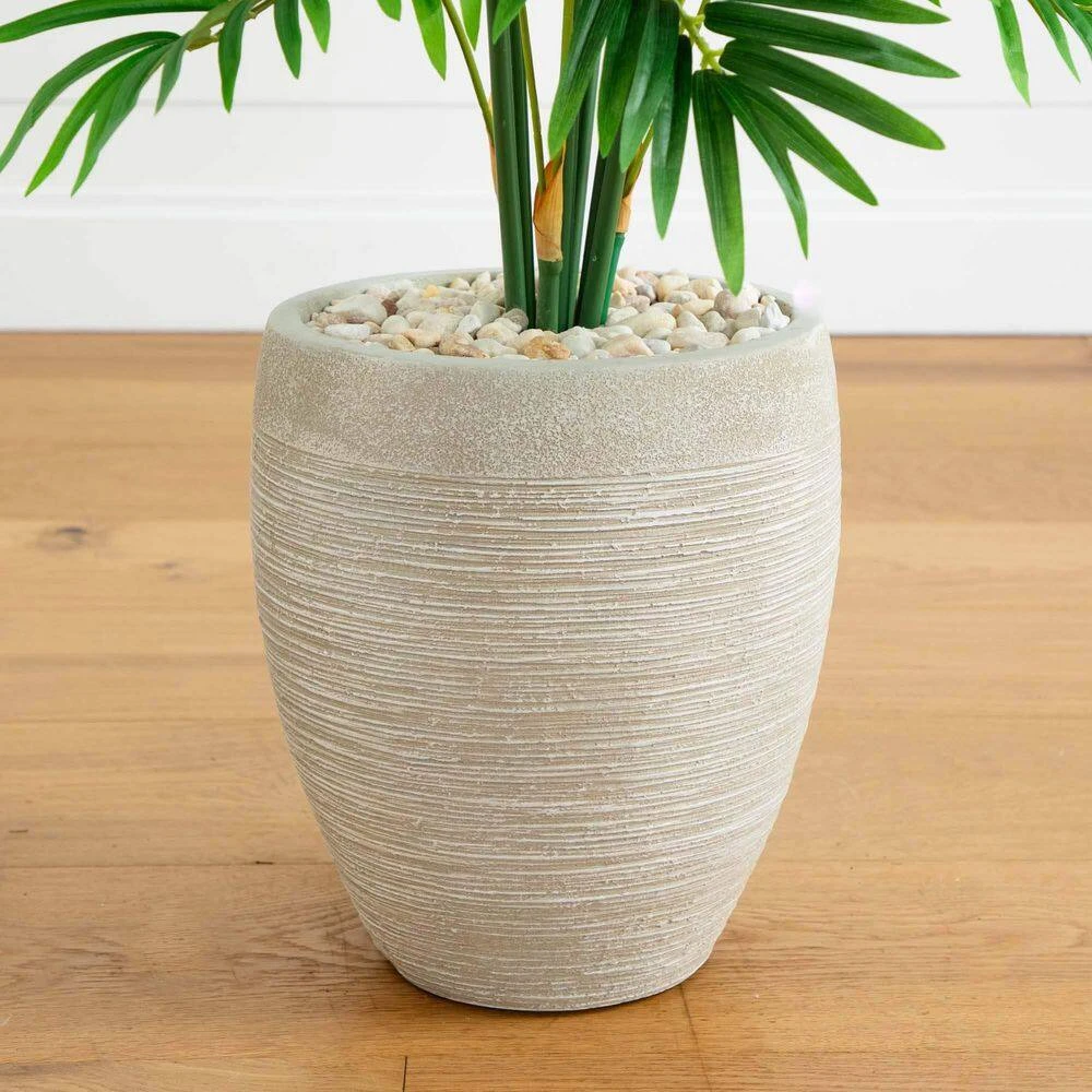 Indoor 4 Ft. Areca Artificial Palm Tree In Sand Colored Planter 6 Indoor 4 Ft. Areca Artificial Palm Tree In Sand Colored Planter - Image 4