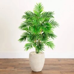 Indoor 4 Ft. Areca Artificial Palm Tree In Sand Colored Planter 12 Indoor 4 Ft. Areca Artificial Palm Tree In Sand Colored Planter -Artificial nearly natural artificial trees 5636 44 1000