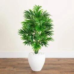 Indoor 4 Ft. Areca Artificial Palm Tree In White Planter 12 Indoor 4 Ft. Areca Artificial Palm Tree In White Planter -Artificial nearly natural artificial trees 5637 44 1000