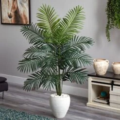 Indoor 5.5 Ft. Paradise Artificial Palm Tree In White Planter 7 Indoor 5.5 Ft. Paradise Artificial Palm Tree In White Planter -Artificial nearly natural artificial trees 5639 31 1000