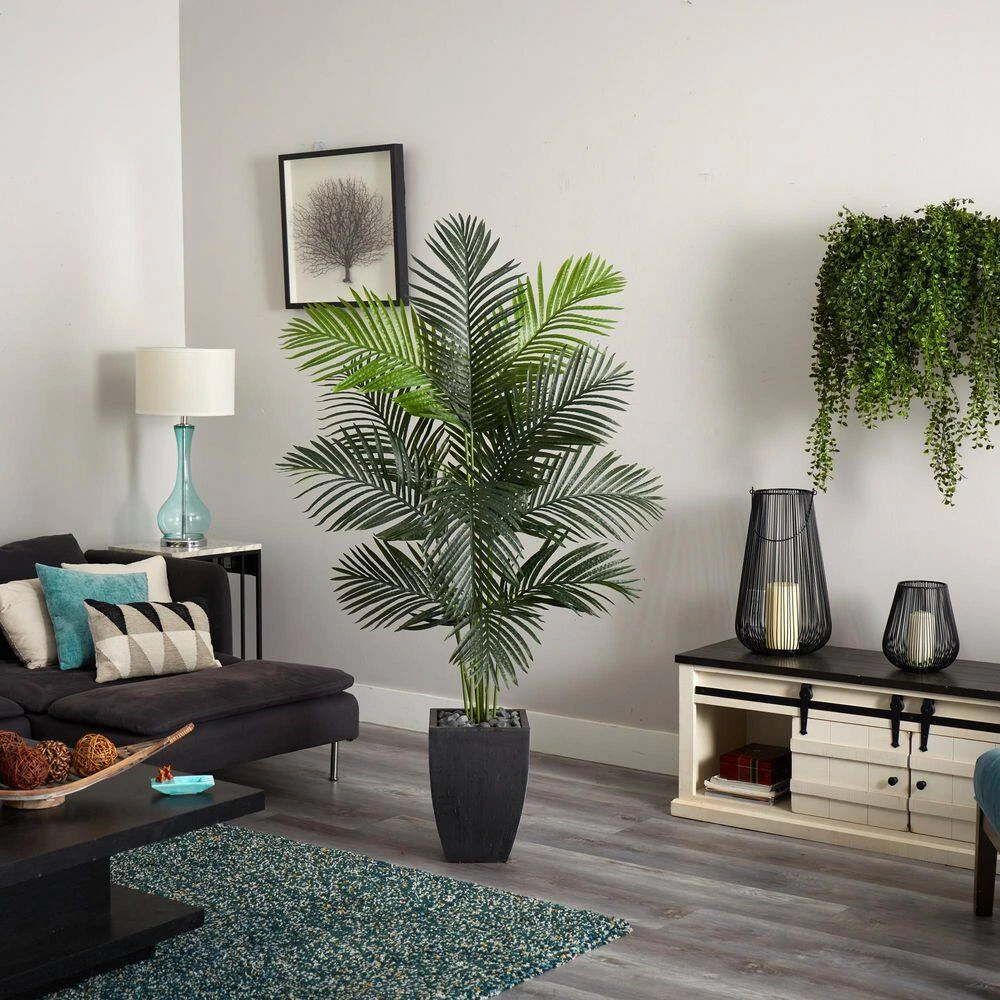 Indoor 5.5 Ft. Paradise Artificial Palm Tree In Black Planter 4 Indoor 5.5 Ft. Paradise Artificial Palm Tree In Black Planter - Image 2