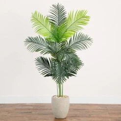 Indoor 5.5 Ft. Paradise Artificial Palm Tree In Sand Colored Planter -Artificial nearly natural artificial trees 5641 31 1000