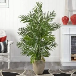 Indoor 5 Ft. Areca Palm Artificial Tree In Sand Colored Planter 11 Indoor 5 Ft. Areca Palm Artificial Tree In Sand Colored Planter -Artificial nearly natural artificial trees 5642 31 1000