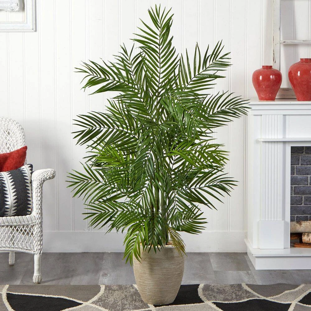 Indoor 5 Ft. Areca Palm Artificial Tree In Sand Colored Planter 7 Indoor 5 Ft. Areca Palm Artificial Tree In Sand Colored Planter - Image 5