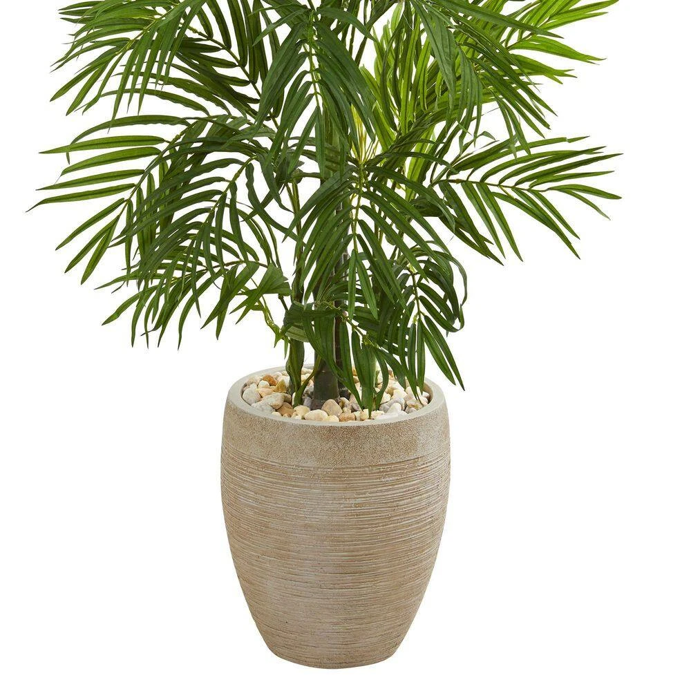 Indoor 5 Ft. Areca Palm Artificial Tree In Sand Colored Planter 5 Indoor 5 Ft. Areca Palm Artificial Tree In Sand Colored Planter - Image 3