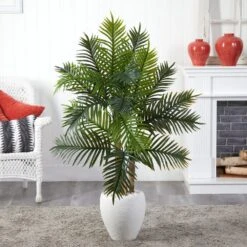 Indoor 5 Ft. Areca Palm Artificial Tree In White Planter Real Touch -Artificial nearly natural artificial trees 5649 31 1000