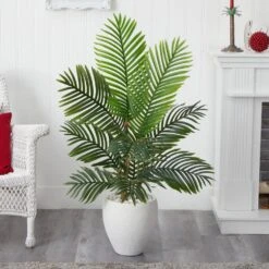 Indoor 4.5 Ft. Paradise Palm Artificial Tree In White Planter 7 Indoor 4.5 Ft. Paradise Palm Artificial Tree In White Planter -Artificial nearly natural artificial trees 5660 31 1000