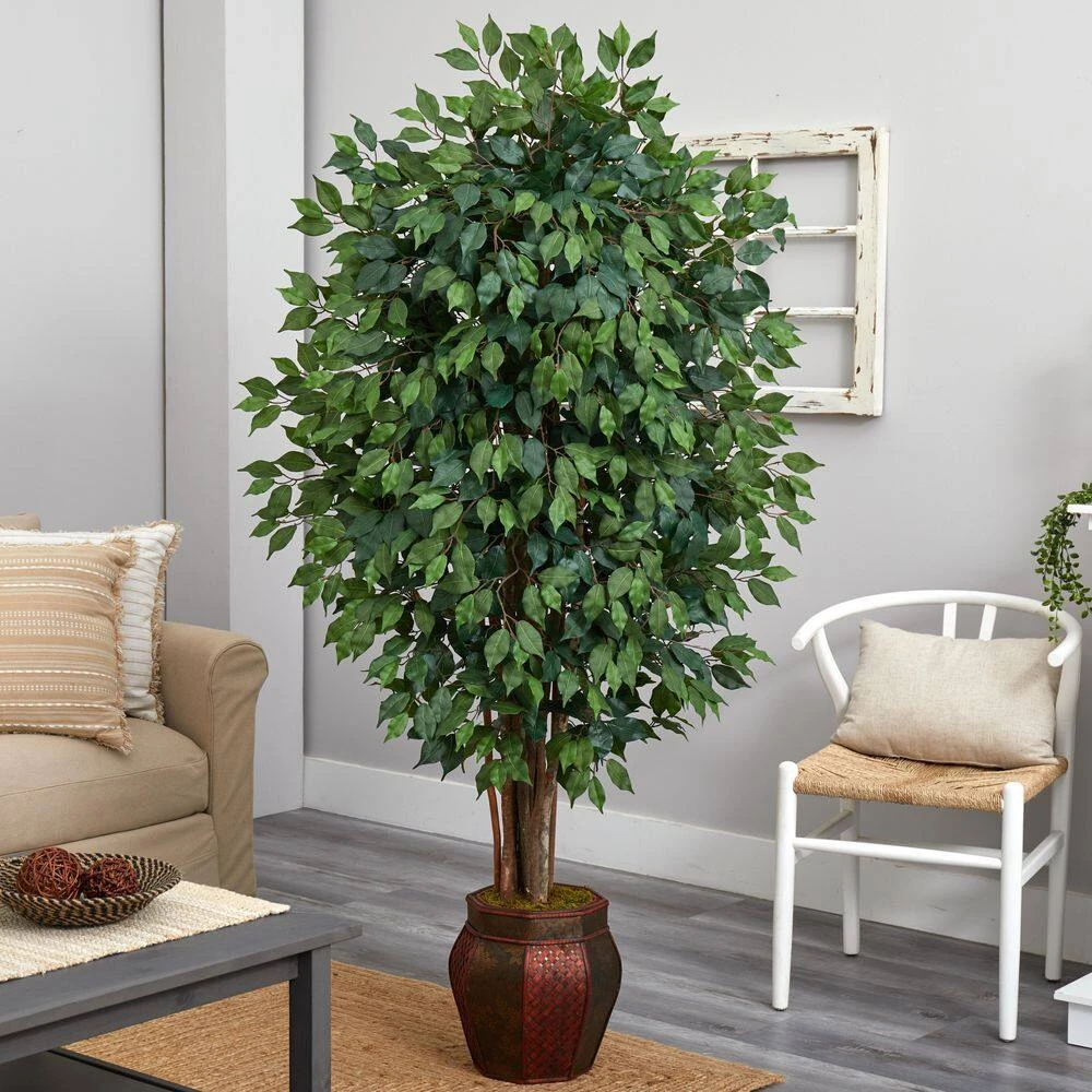 Indoor 6 Ft. Ficus Artificial Tree In Decorative Planter 6 Indoor 6 Ft. Ficus Artificial Tree In Decorative Planter - Image 4
