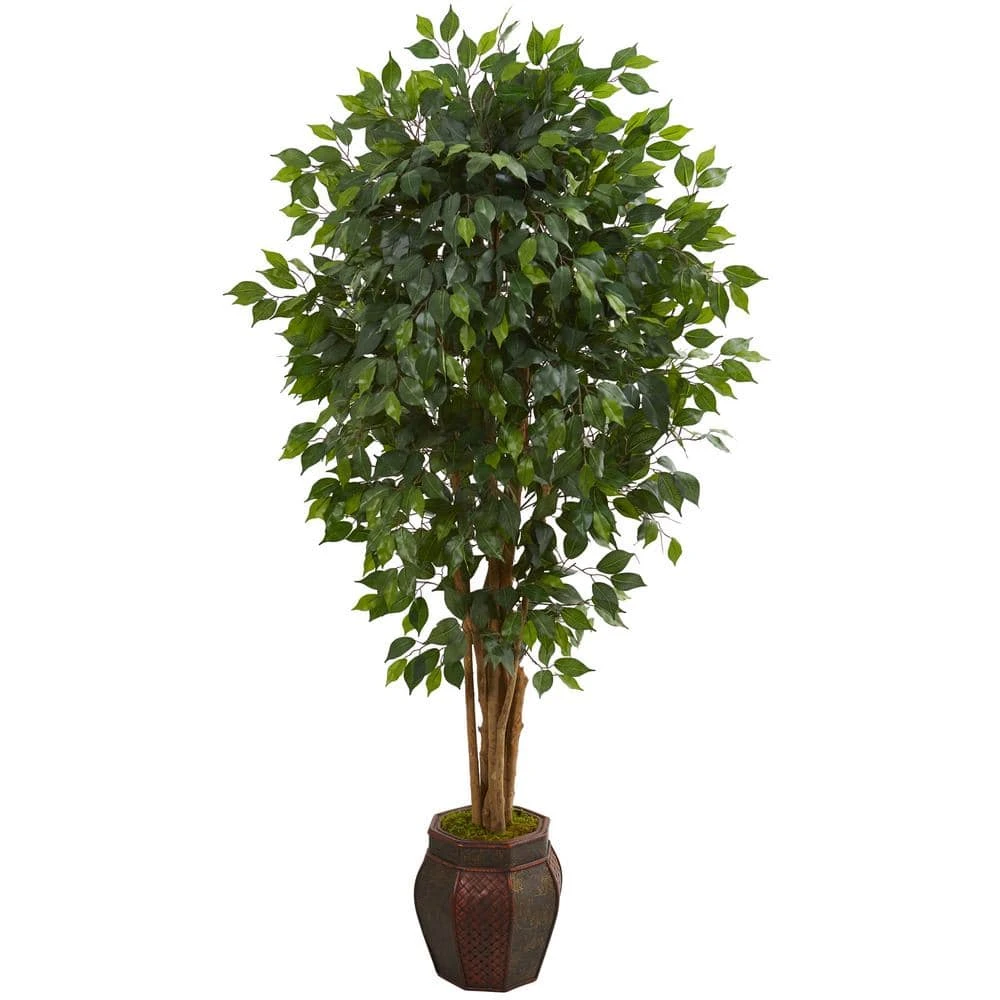 Indoor 6 Ft. Ficus Artificial Tree In Decorative Planter 3 Indoor 6 Ft. Ficus Artificial Tree In Decorative Planter