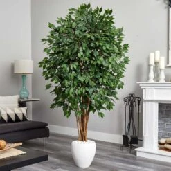 Indoor 6 Ft. Ficus Artificial Tree In White Planter 9 Indoor 6 Ft. Ficus Artificial Tree In White Planter -Artificial nearly natural artificial trees 5666 31 1000