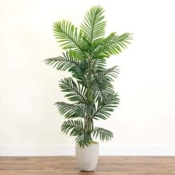 Indoor 5 Ft. Paradise Palm Artificial Tree In Sand Colored Planter 9 Indoor 5 Ft. Paradise Palm Artificial Tree In Sand Colored Planter -Artificial nearly natural artificial trees 5671 31 1000