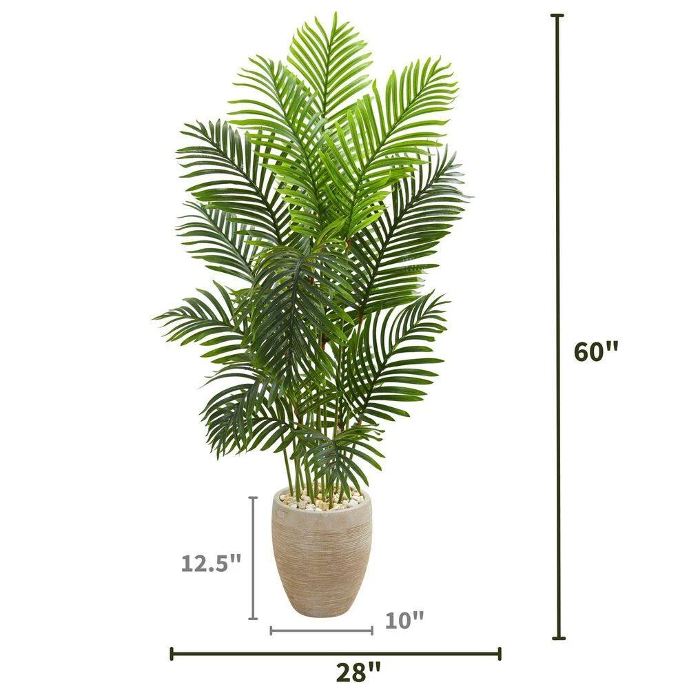 Indoor 5 Ft. Paradise Palm Artificial Tree In Sand Colored Planter 4 Indoor 5 Ft. Paradise Palm Artificial Tree In Sand Colored Planter - Image 2