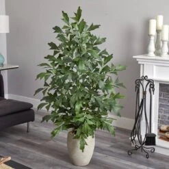 Indoor 5 Ft. Fishtail Palm Artificial Tree In Sand Colored Planter 7 Indoor 5 Ft. Fishtail Palm Artificial Tree In Sand Colored Planter -Artificial nearly natural artificial trees 5675 31 1000