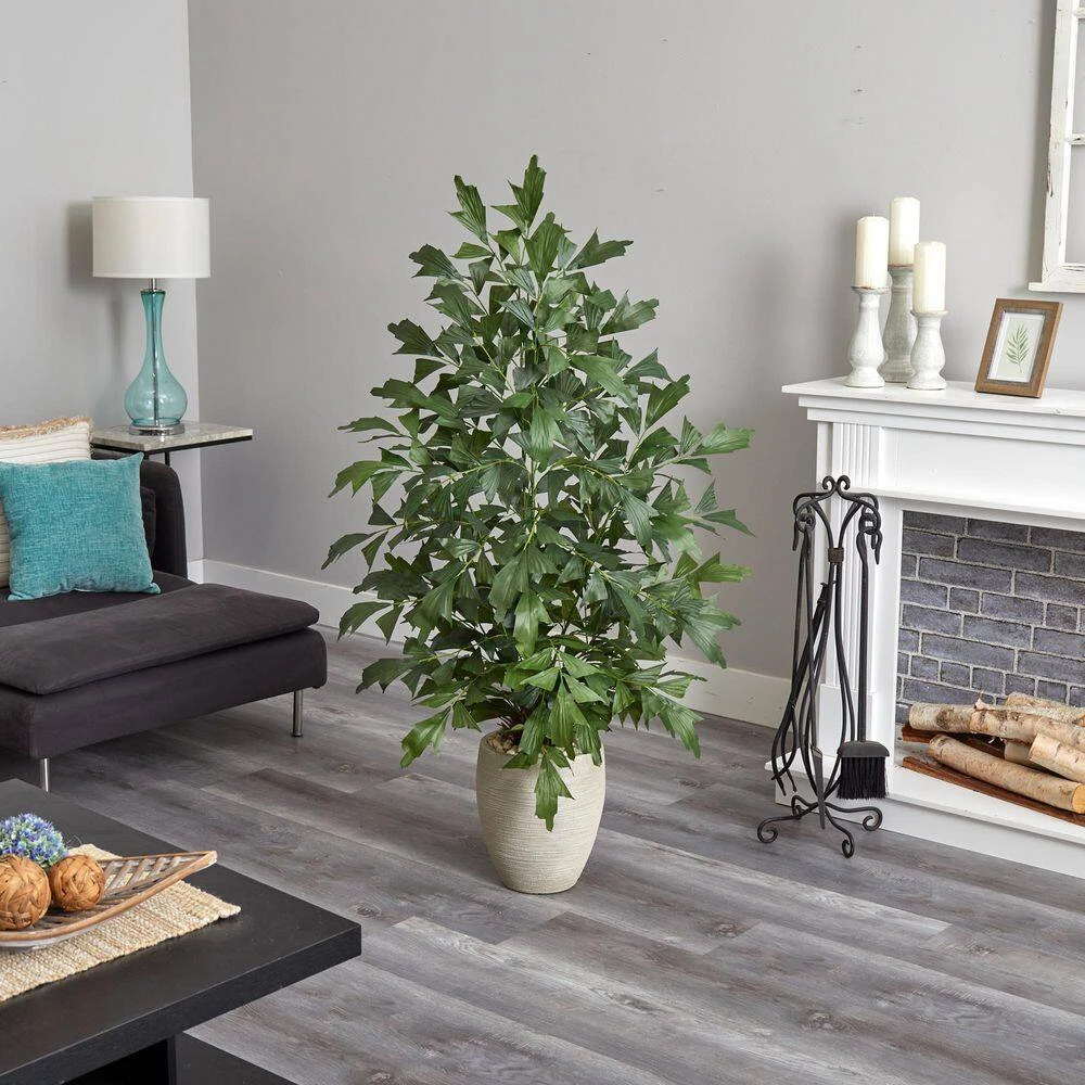 Indoor 5 Ft. Fishtail Palm Artificial Tree In Sand Colored Planter 4 Indoor 5 Ft. Fishtail Palm Artificial Tree In Sand Colored Planter - Image 2