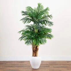 Indoor 5.5 Ft. Triple Areca Palm Artificial Tree In White Planter 13 Indoor 5.5 Ft. Triple Areca Palm Artificial Tree In White Planter -Artificial nearly natural artificial trees 5683 31 1000