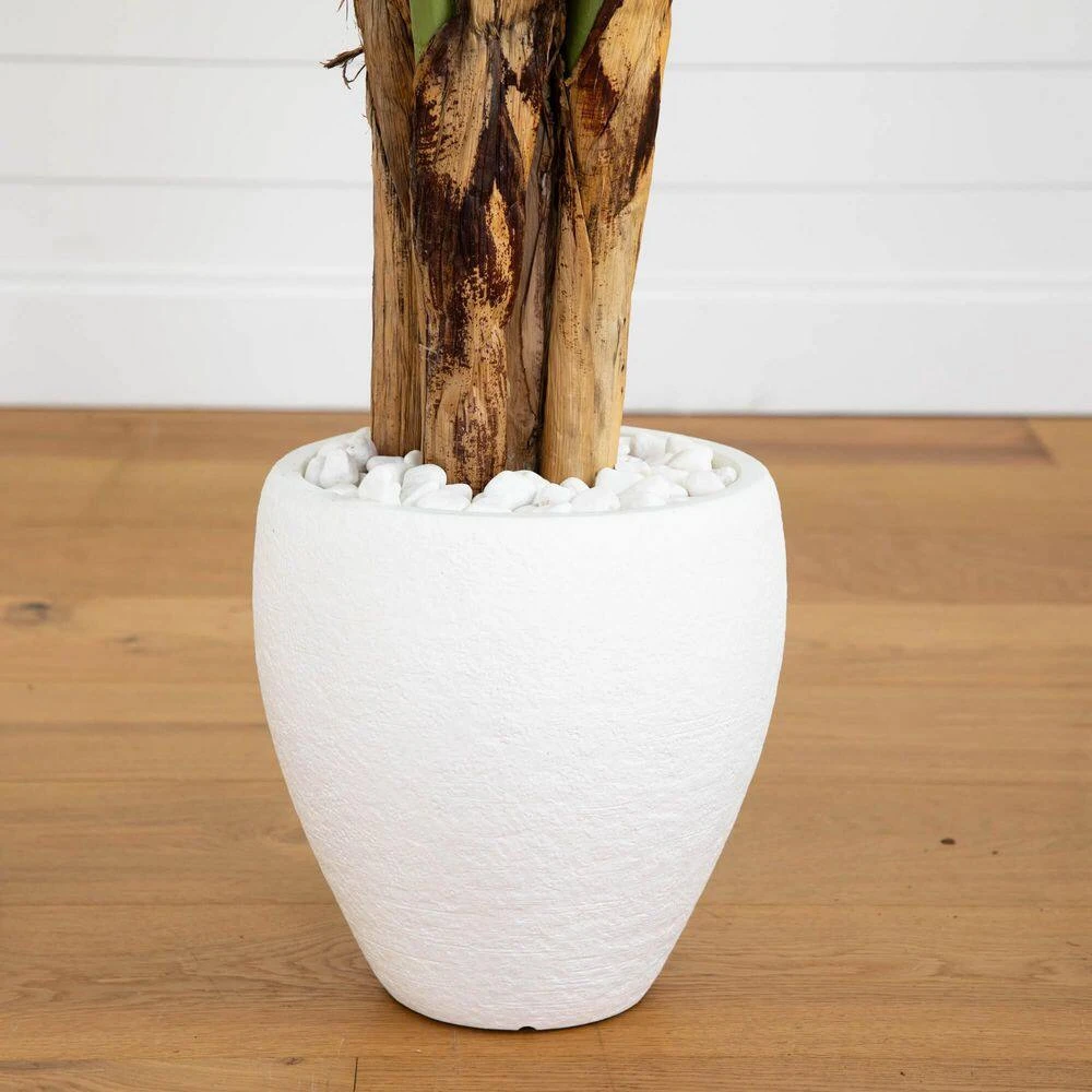 Indoor 5.5 Ft. Triple Areca Palm Artificial Tree In White Planter 7 Indoor 5.5 Ft. Triple Areca Palm Artificial Tree In White Planter - Image 5