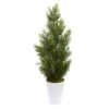 Indoor/Outdoor 27 In. Mini Cedar Artificial Pine Tree In Decorative Planter -Artificial nearly natural artificial trees 5694 wh 64 1000