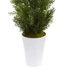 Indoor/Outdoor 27 In. Mini Cedar Artificial Pine Tree In Decorative Planter 12 Indoor/Outdoor 27 In. Mini Cedar Artificial Pine Tree In Decorative Planter -Artificial nearly natural artificial trees 5694 wh c3 1000