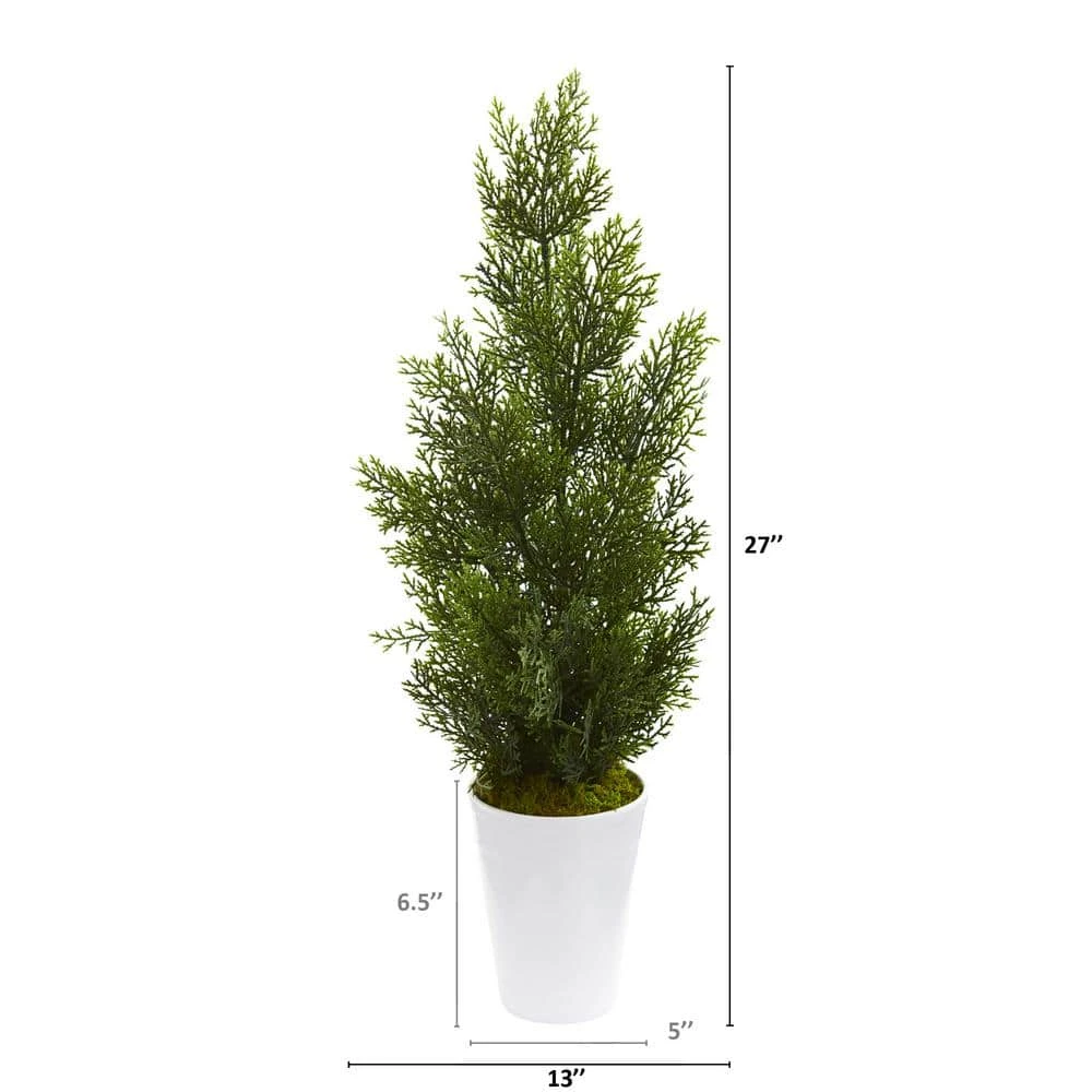 Indoor/Outdoor 27 In. Mini Cedar Artificial Pine Tree In Decorative Planter 4 Indoor/Outdoor 27 In. Mini Cedar Artificial Pine Tree In Decorative Planter - Image 2